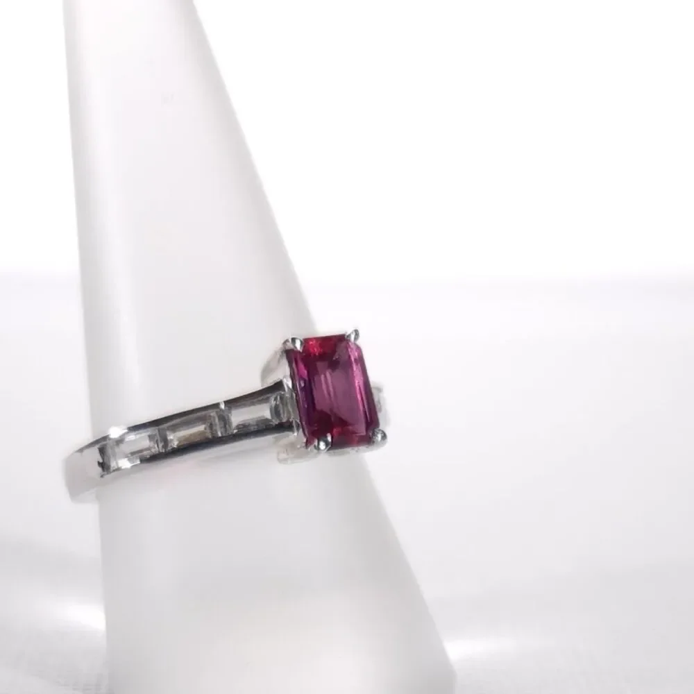 Bixbite and White Topaz Ring Size 5